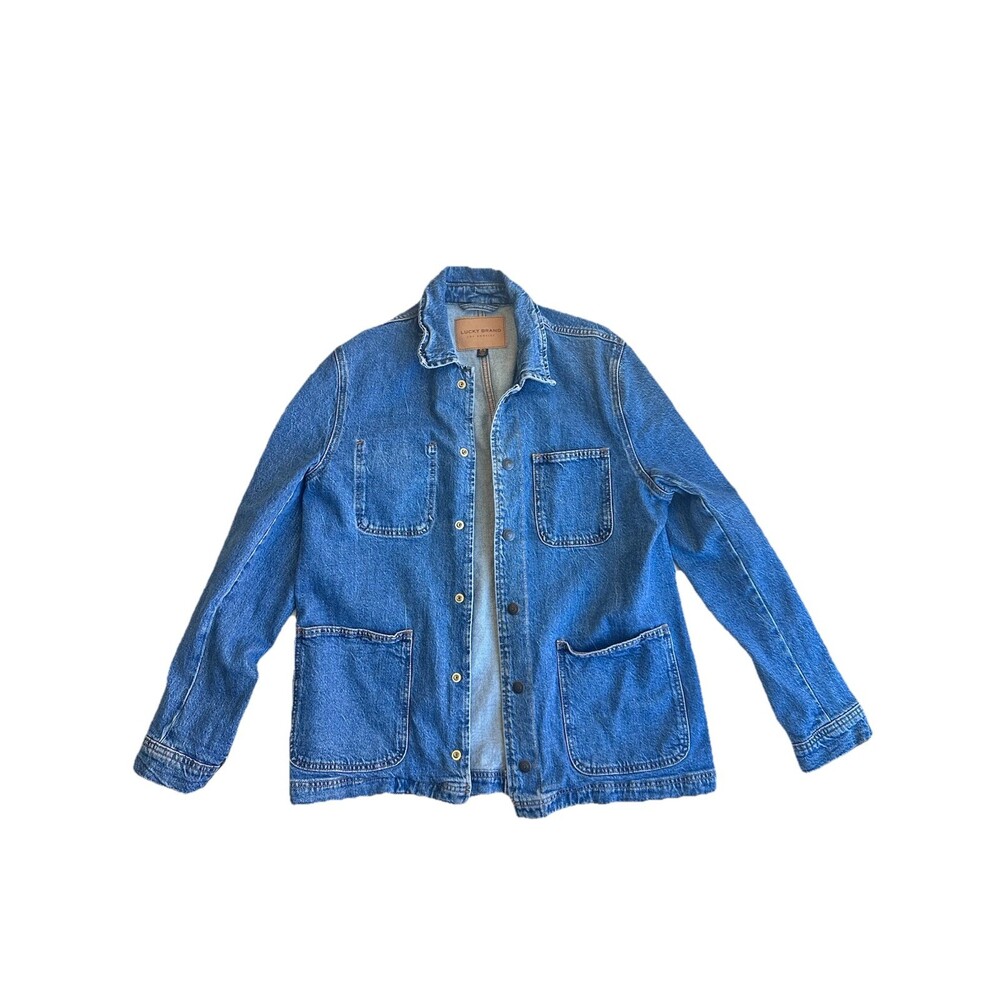 Lucky Brand denim Chore Jacket Button front Pockets mens Size M Casual